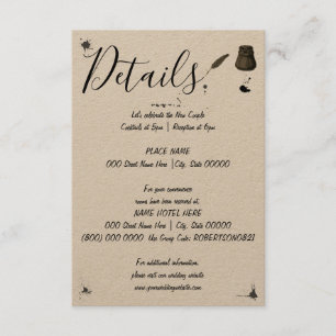 Carte D'accompagnement Détail du mariage Stylo et Inkwell Petits déta