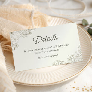Carte D'accompagnement Détail élégant de site web de mariage beige floral
