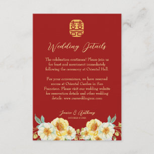 Carte D'accompagnement Détail floral élégant jaune de mariage chinois