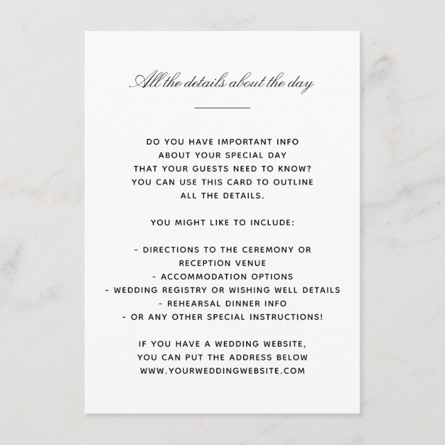 Carte D'accompagnement Détails classiques élégants (Devant)