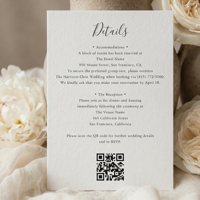 Carte D'accompagnement Détails Code QR RSVP Mariage  (Créateur téléchargé)