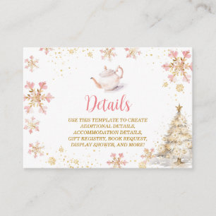 Carte D'accompagnement Détails de Baby Shower Fête de Thé Rose Hiver Bébé