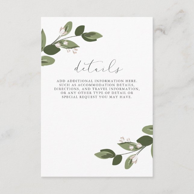 Carte D'accompagnement Détails de Brins Rosés avec Dos Rose (Devant)