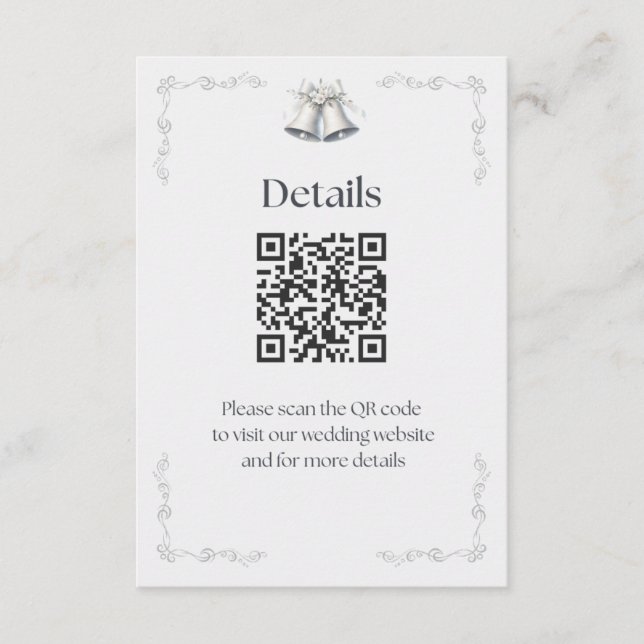 Carte D'accompagnement Détails de cloches de mariage en argent Enclosure (Devant)