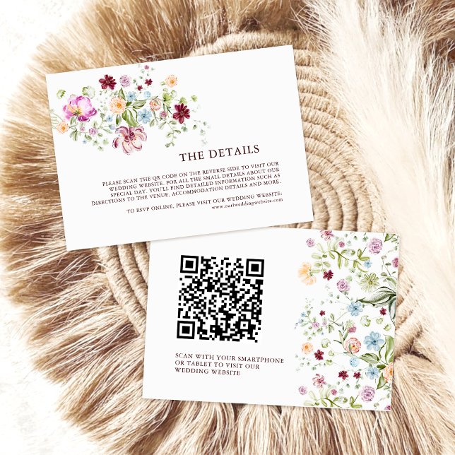 Carte D'accompagnement Détails de code QR de mariage floral de jardin  (Créateur téléchargé)