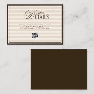 Carte D'accompagnement Détails de code QR de mariage Striped Old Money