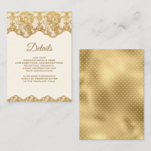 Carte D'accompagnement Détails de dentelle avec feuille d'or et crème