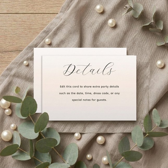Carte D'accompagnement Détails de fête d'anniversaire Modern Pearl Script (Créateur téléchargé)