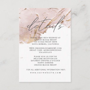 Carte D'accompagnement Détails de feuille faux or rose texturé