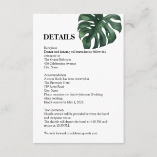 Carte D'accompagnement Détails de feuilles de palmier tropical vert