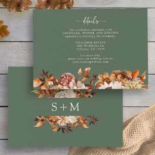 Carte D'accompagnement Détails de feuilles vert sauge monogrammées
