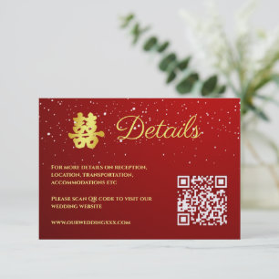Carte D'accompagnement Détails de flocon de neige de mariage chinois roug