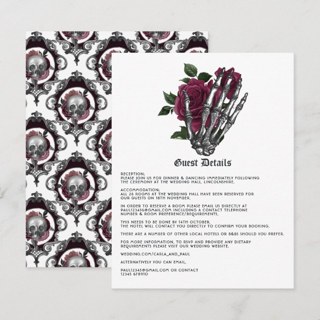 Carte D'accompagnement Détails de invité de mariage gothique fantaisiste (Devant / Derrière)