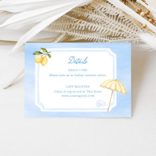 Carte D'accompagnement Détails de la Baby Shower Amalfi Dolce Vita