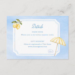 Carte D'accompagnement Détails de la Baby Shower Amalfi Dolce Vita