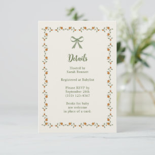 Carte D'accompagnement Détails de la Baby Shower de Little Pumpkins