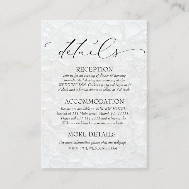 Carte D'accompagnement Détails de la classe blanche et noire (Devant)