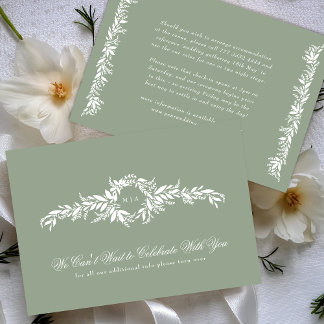 Carte D'accompagnement détails de la couronne feuillus élégant mariage ve