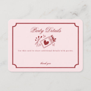 Carte D'accompagnement Détails de la fête rose pour un mariage parfait