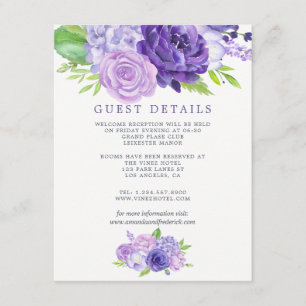 Carte D'accompagnement Détails de la Mariée Fleurie Ultra Violet
