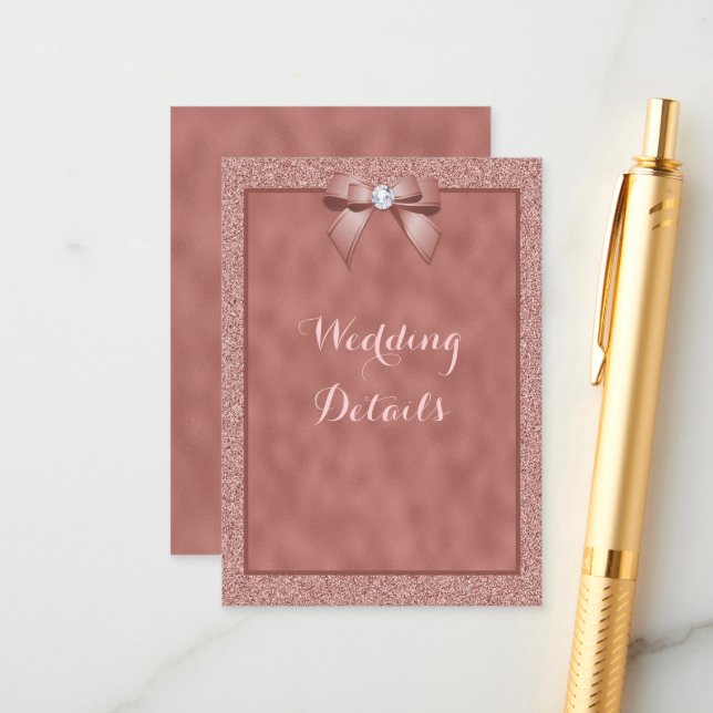 Carte D'accompagnement Détails de la Parties scintillant rose Gold & Styl (Devant/Arrière en situation)