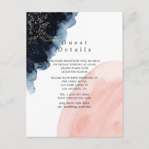 Carte D'accompagnement Détails de la réception de mariage à l'aquarelle N