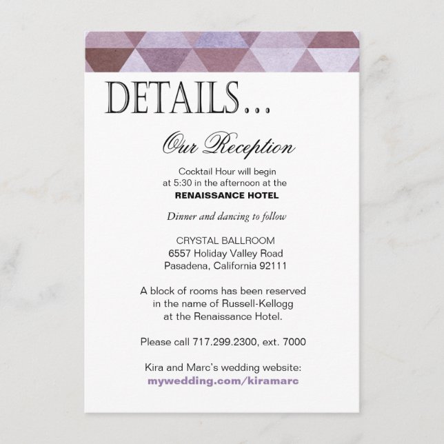 Carte D'accompagnement Détails de la réception des triangles géométriques (Devant)