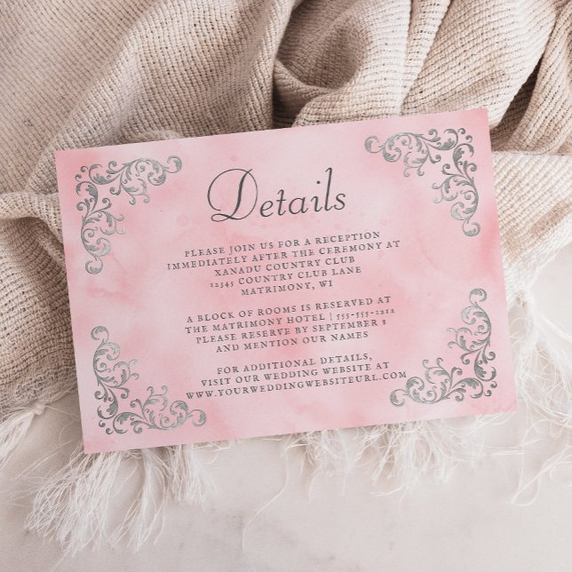 Carte D'accompagnement Détails de l'aquarelle rose vif vintage (Créateur téléchargé)