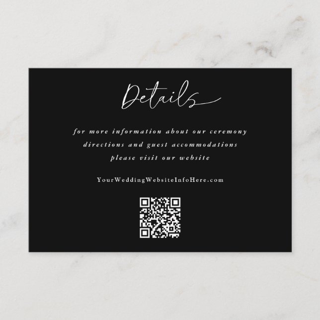 Carte D'accompagnement Détails de l'écriture moderne Mariage simple Code  (Devant)