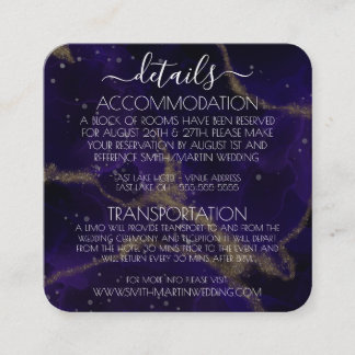 Carte D'accompagnement Détails de l'encre alcoolique violette dorée veiné