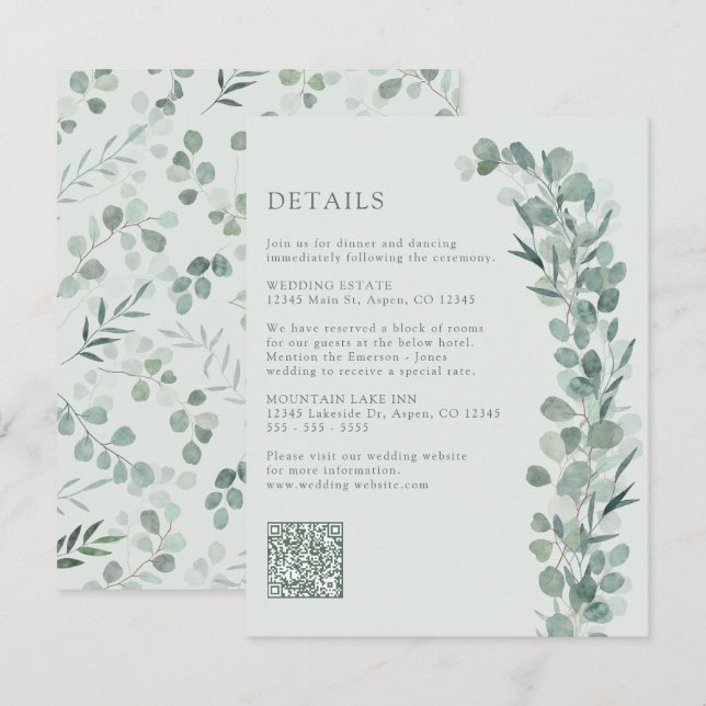 Carte D'accompagnement Détails de l'eucalyptus sauge (Devant / Derrière)