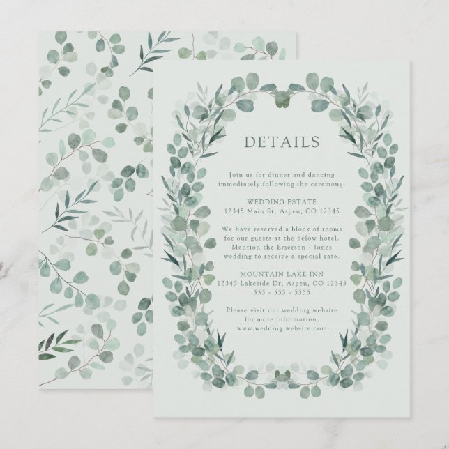 Carte D'accompagnement Détails de l'eucalyptus sauge (Devant / Derrière)