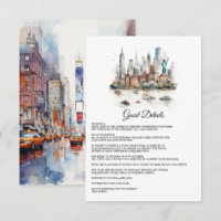 Détails de l'invité de mariage à l'aquarelle New Y