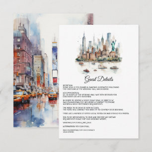 Carte D'accompagnement Détails de l'invité de mariage à l'aquarelle New Y