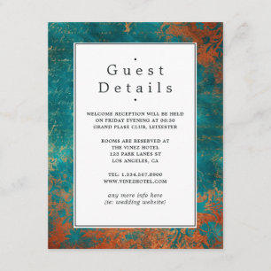 Carte D'accompagnement Détails de l'invité de mariage en cuivre patiné et