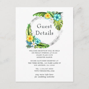 Carte D'accompagnement Détails de l'invité de mariage estival tropical Al
