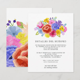 Carte D'accompagnement Détails de l'invité de mariage Floral Spanish Fies