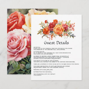 Carte D'accompagnement Détails de l'invité rouge, orange et de la plante 