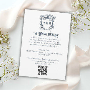 Carte D'accompagnement Détails de mariage à blason floral élégant vintage
