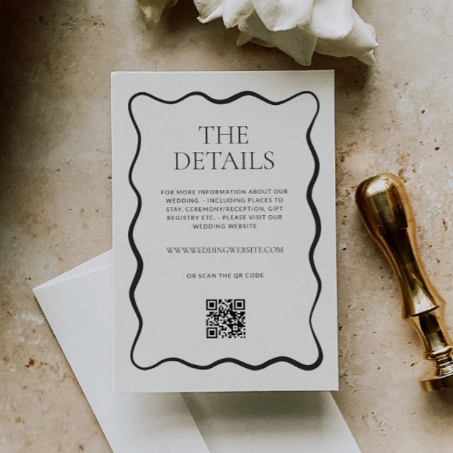 Carte D'accompagnement Détails de mariage à bordure ondulée Charbon (Créateur téléchargé)