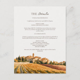 Carte D'accompagnement Détails de mariage à la campagne dans un vignoble