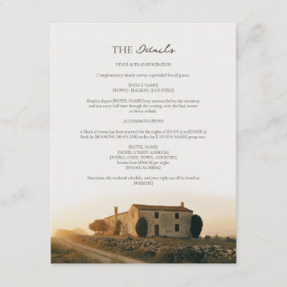 Carte D'accompagnement Détails de mariage à la ferme toscane Oliviers Cyp