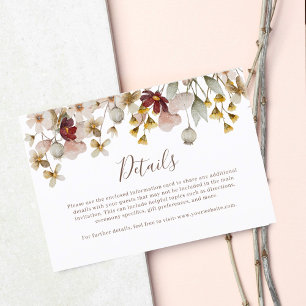 Carte D'accompagnement Détails de mariage à l'aquarelle botanique Bordeau