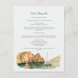 Carte D'accompagnement Détails de mariage à l'aquarelle de la crique du v