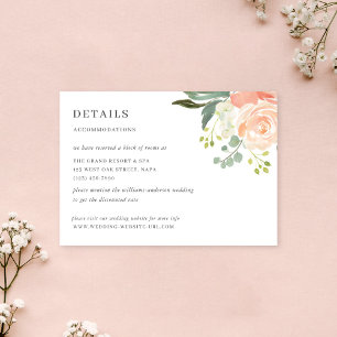 Carte D'accompagnement Détails de mariage à l'aquarelle Fleur d'eau de Pê