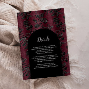 Carte D'accompagnement Détails de mariage à l'arche en damas noir de Bour