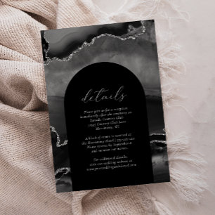 Carte D'accompagnement Détails de mariage à l'arché noir argenté moderne 