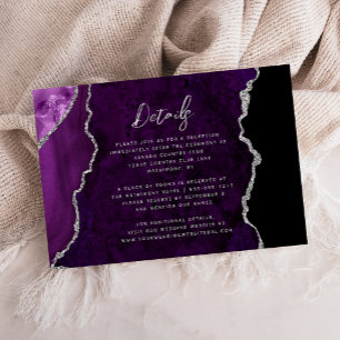 Carte D'accompagnement Détails de mariage à l'écriture en agate argent vi