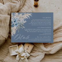Détails de mariage à l'herbe de Pampas bleu poussi