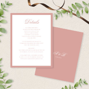 Carte D'accompagnement Détails de mariage à monogramme en script classiqu